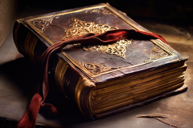 Ancient book with old pages on a table