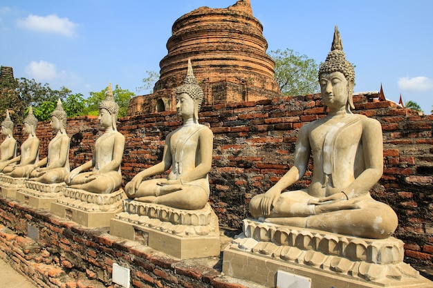 Ancient Buddha Statue at Wat Yai Chaimongkol in Ayutthaya ,Thailand.