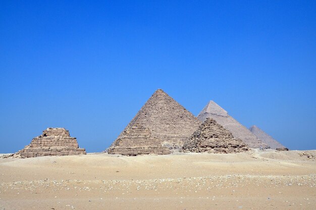 Ancient building against clear blue sky giza pyramid in egypt