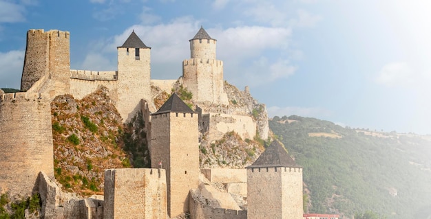 Ancient castle fortress on the river golubac serbia selective focus