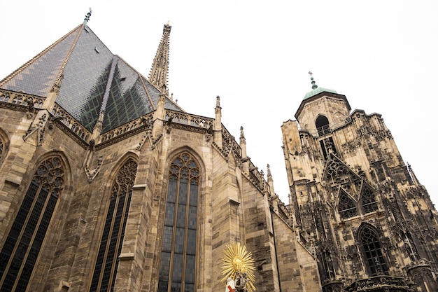 An ancient Catholic cathedral in the Gothic style in Europe