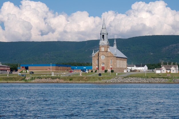 The ancient catholic church on the river