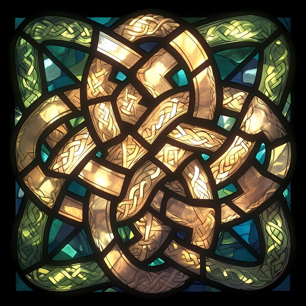 Photo ancient celtic stained glass artwork