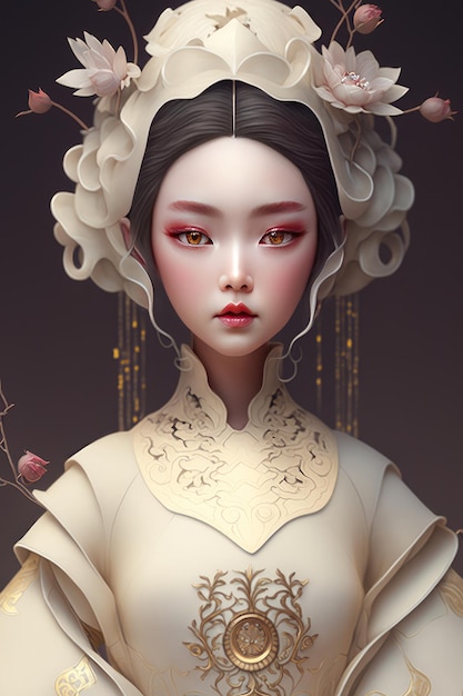 An ancient chinese extremely beautiful peony god generative AI