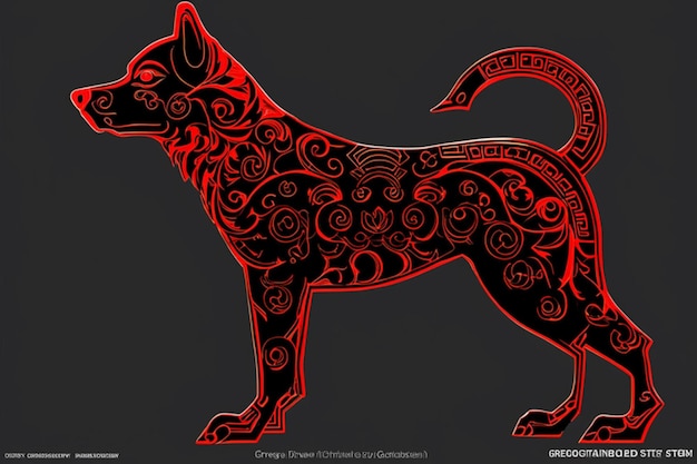 Photo ancient chinese style wolf king totem silhouette detailed perfect compositionline graphic