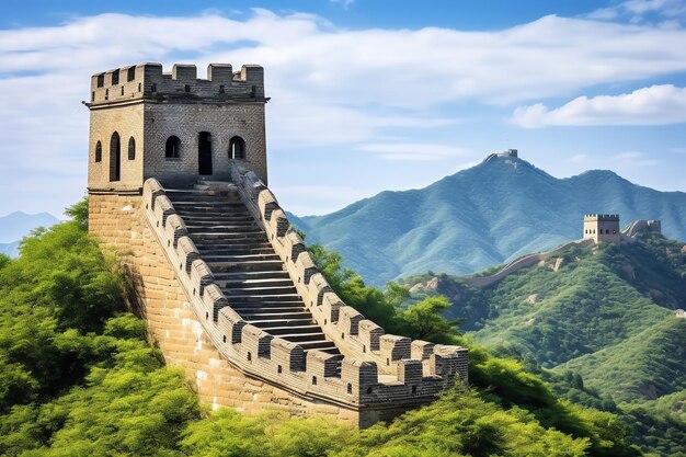 Photo ancient chinese watchtower guarding the great wall illustration photo