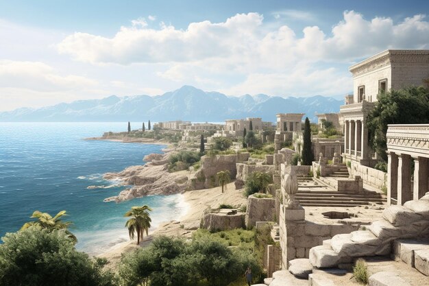 Ancient city of Carthage ruins against the Generative ai