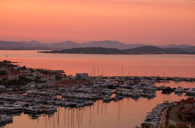 The ancient city of Croatia Tribunj at dawn