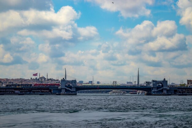 The ancient city of Istanbul Istanbul sea with ships seashore in Trkiye