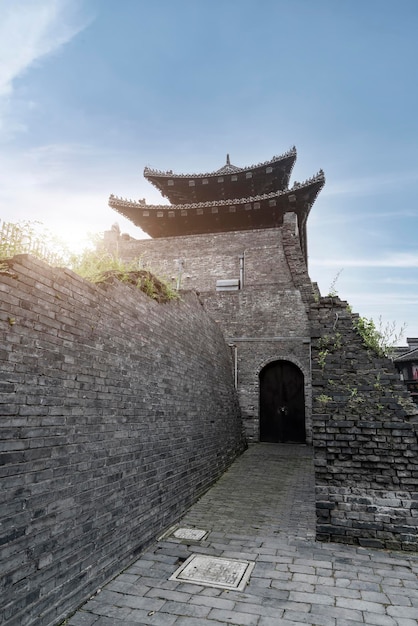 The ancient city wall of ancient Suzhou China