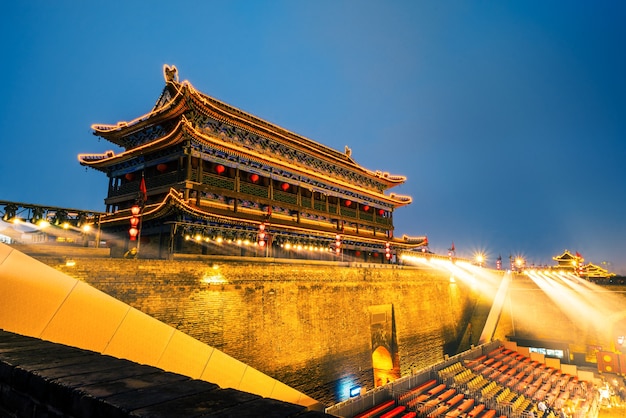 Ancient city wall at night, Xi'an,China