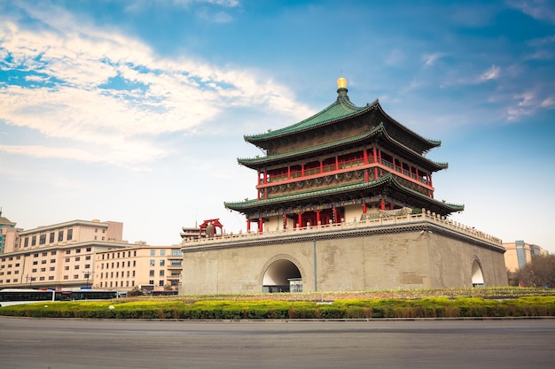 Ancient city xian bell tower in daytime