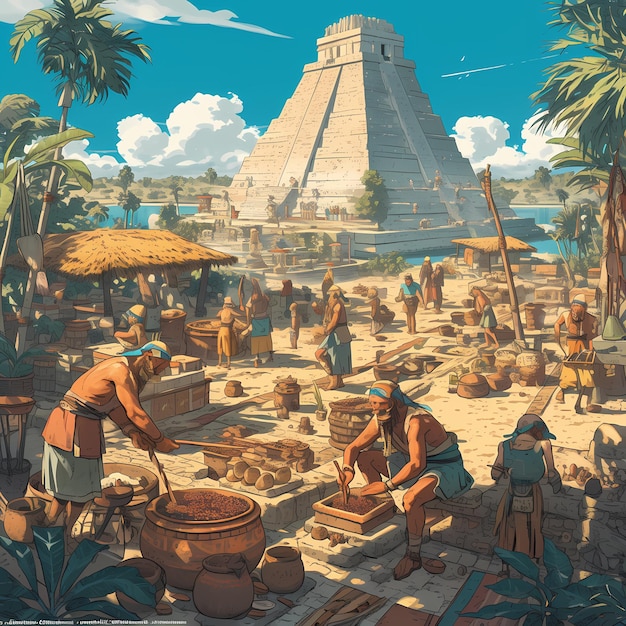 Ancient Civilization Maya Cityscape