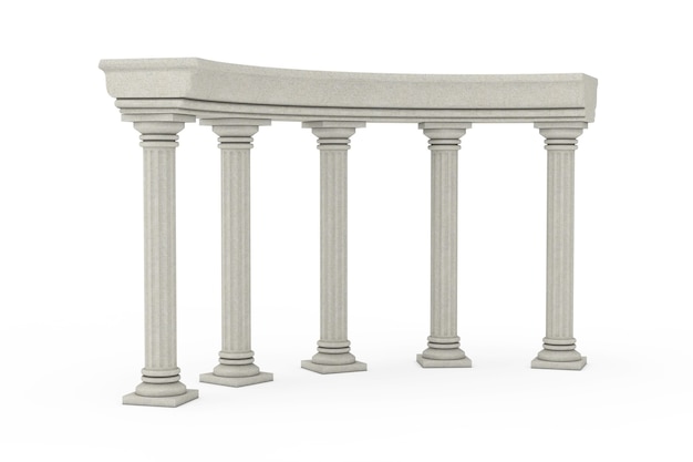 Photo ancient classic greek column arc on a white background. 3d rendering