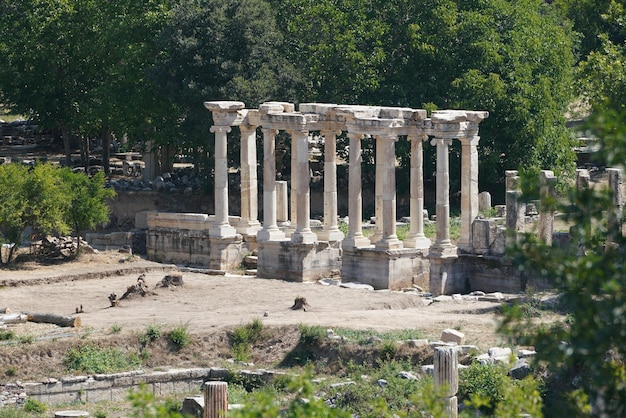 Ancient Columns in Aphrodisias Ancient City in Aydin Turkiye