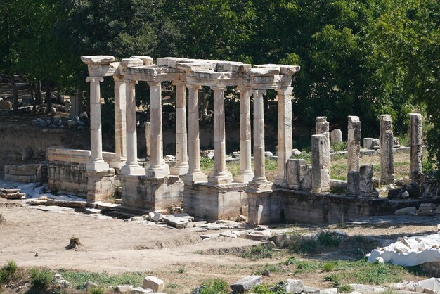 Ancient Columns in Aphrodisias Ancient City in Aydin Turkiye