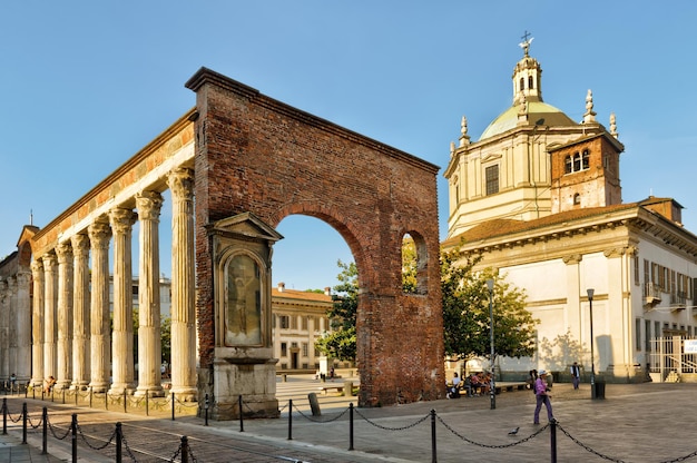 Ancient Columns of San Lorenzo in Milan Italy