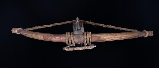 ancient crossbow isolated on black background