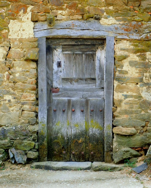 ancient door in rural landscapes in Aliste region in Zamora Spain