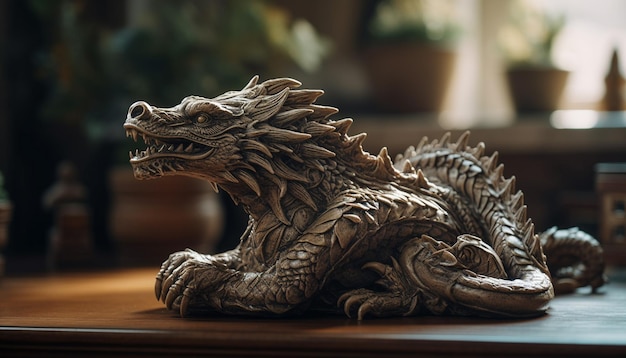 Ancient dragon sculpture symbol of Chinese culture generated by AI