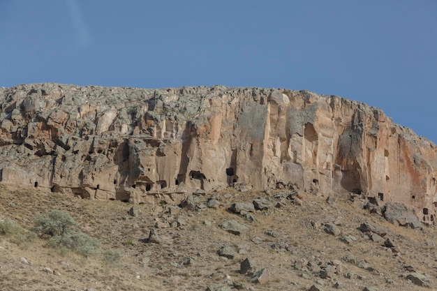 Ancient dwellings in caves in the rocks on Kayseri province Turkey Asia