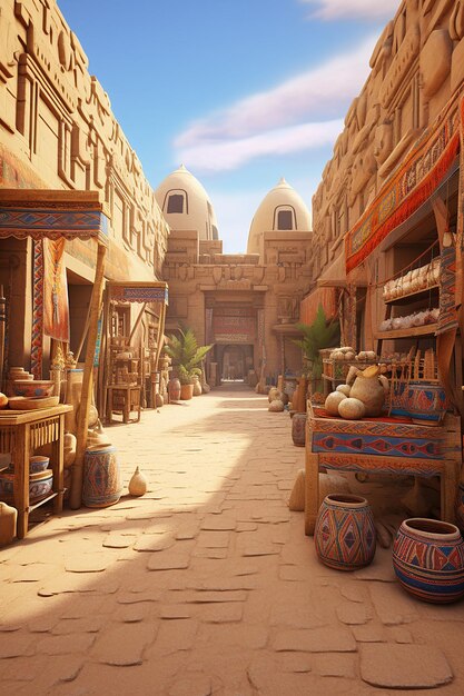 Photo ancient egypt bazaar village marketplace on air