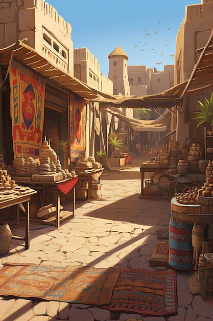 Photo ancient egypt bazaar village marketplace on air