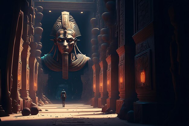 사진 사이버 크 스타일의 디지털 예술로 고대 이집트