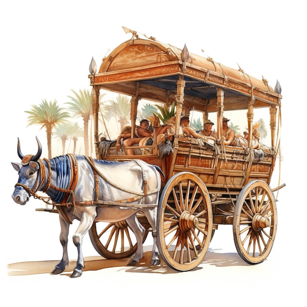 Ancient Egypt oxen pulling wagon