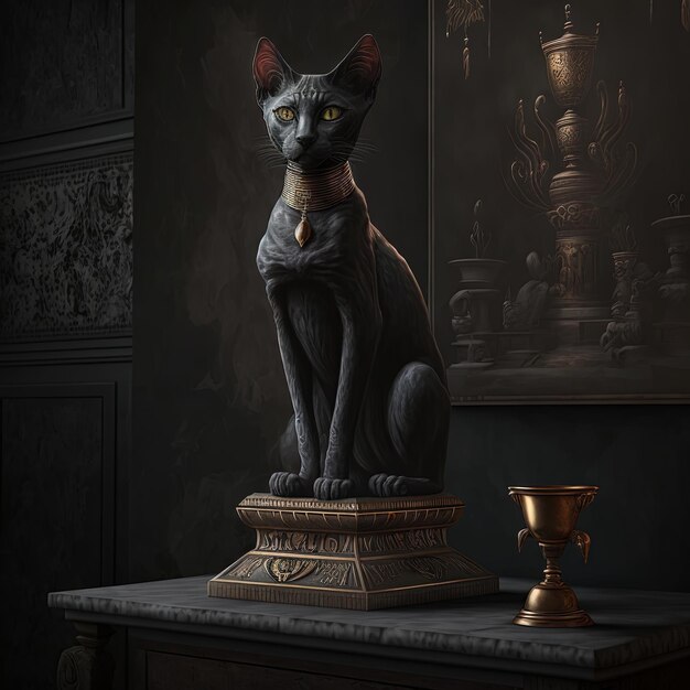 Photo ancient egyptian black cat