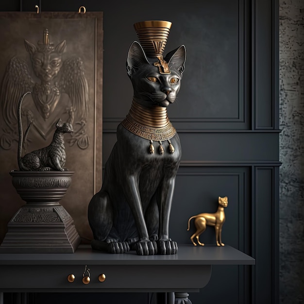 Photo ancient egyptian black cat