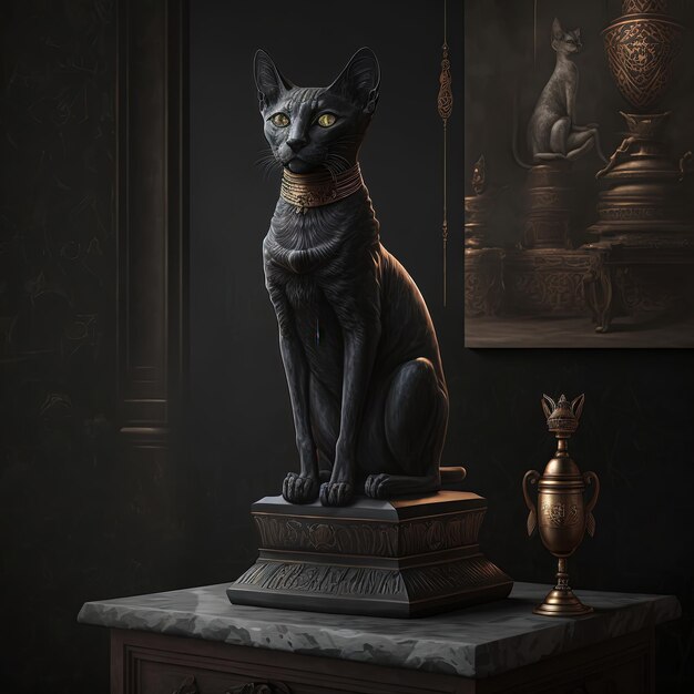 Photo ancient egyptian black cat