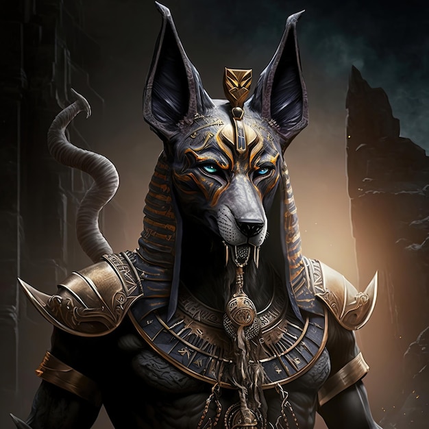 The ancient Egyptian god of death and the world of the dead the terrible Anubis Fantasy Egypt AI