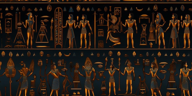 벽에 새겨진 고대 이집트의 히에로글리프