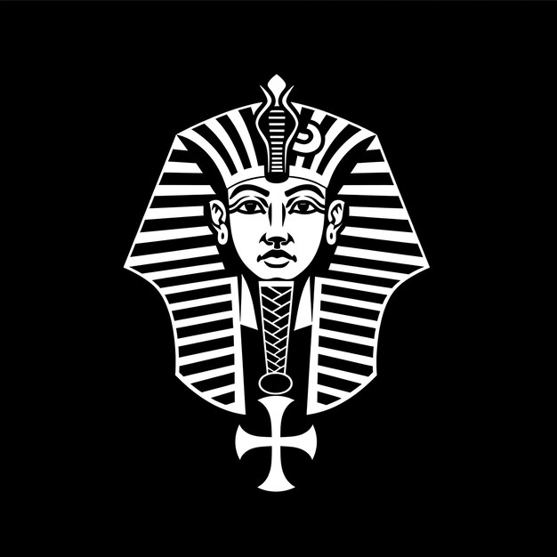 Photo ancient egyptian pharaoh logo with ankh and uraeus for decor tshirt tattoo ink outline cnc design