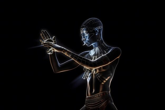Фото Древнеегипетская статуя фараона нейронная сеть сгенерирована искусственным интеллектом