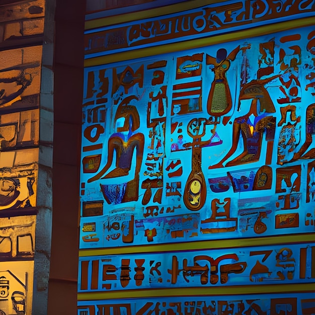 Photo ancient egyptian temple hieroglyphs