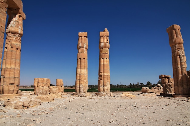 ヌビア、スーダン、ソレブ島のツタンカーメンの古代エジプト寺院