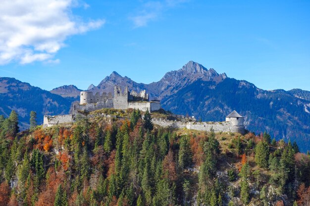 Ancient Ehrenberg Castle located in Reutte in Tyrol Austria