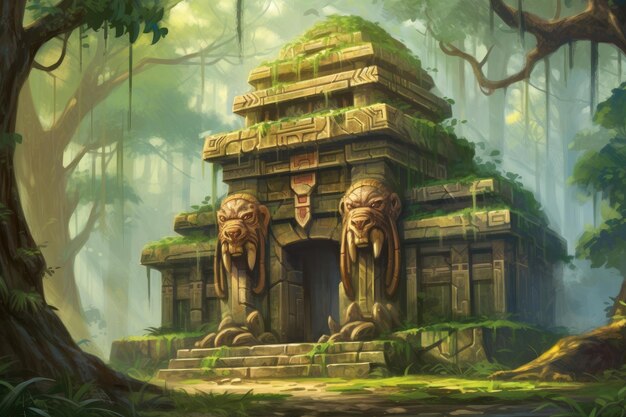 Photo an ancient and enigmatic jungle temple long overlooked resurfaced generative ai
