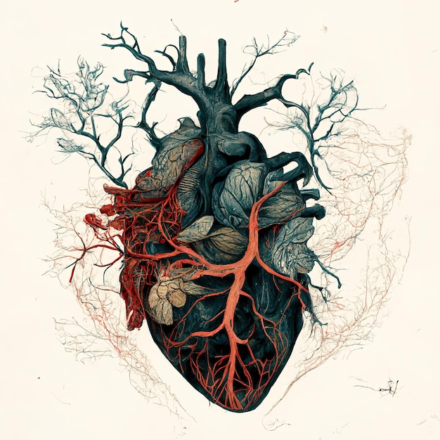 Ancient fictional heart anatomy Generative AI