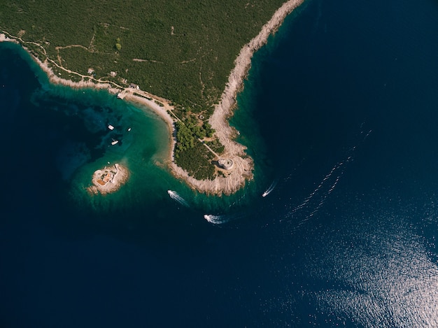 The ancient fort arza at the entrance to the bay of kotor in montenegro in the adriatic sea on the