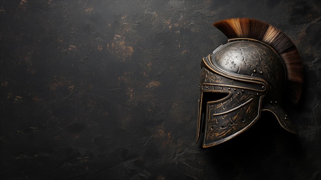 Древний гладиаторский шлем на темной текстуре