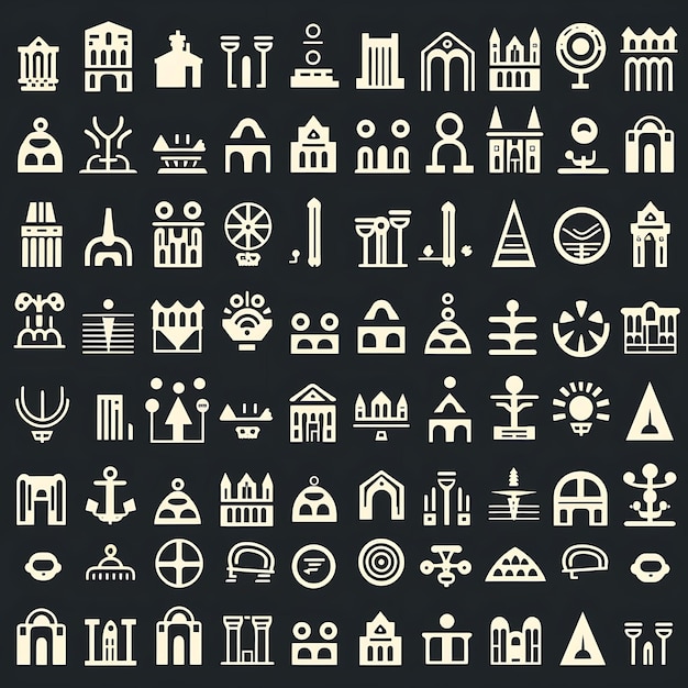 Ancient Glyphs in a Minimalist Vector Clean Monoline Art Style Adorn Your Home Creative Abstract