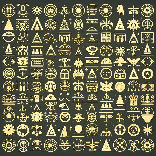 Ancient Glyphs in a Minimalist Vector Clean Monoline Art Style Adorn Your Home Creative Abstract