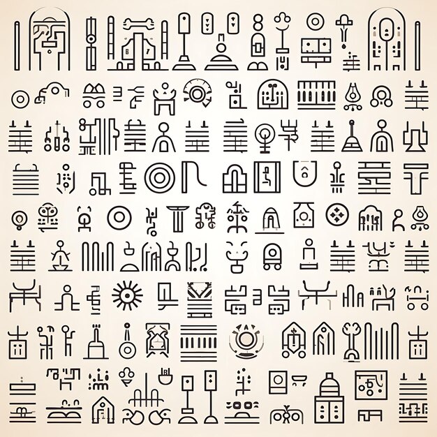 Ancient Glyphs in a Minimalist Vector Clean Monoline Art Style Adorn Your Home Creative Abstract