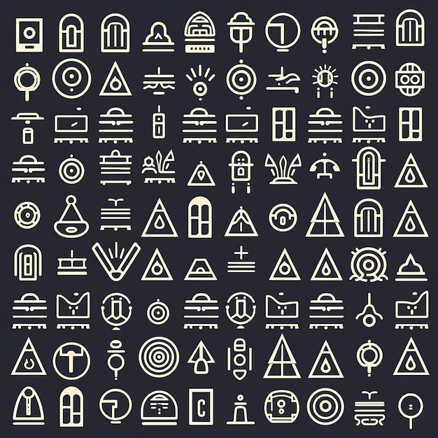 Ancient Glyphs in a Minimalist Vector Clean Monoline Art Style Adorn Your Home Creative Abstract