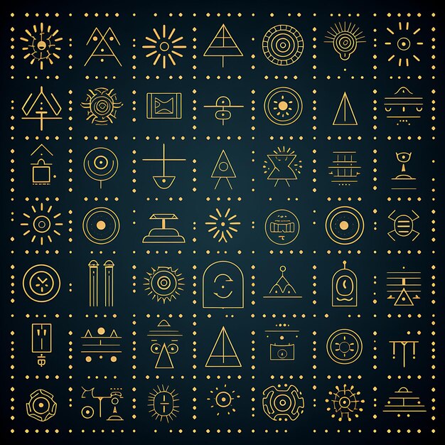 Ancient Glyphs in a Minimalist Vector Clean Monoline Art Style Adorn Your Home Creative Abstract