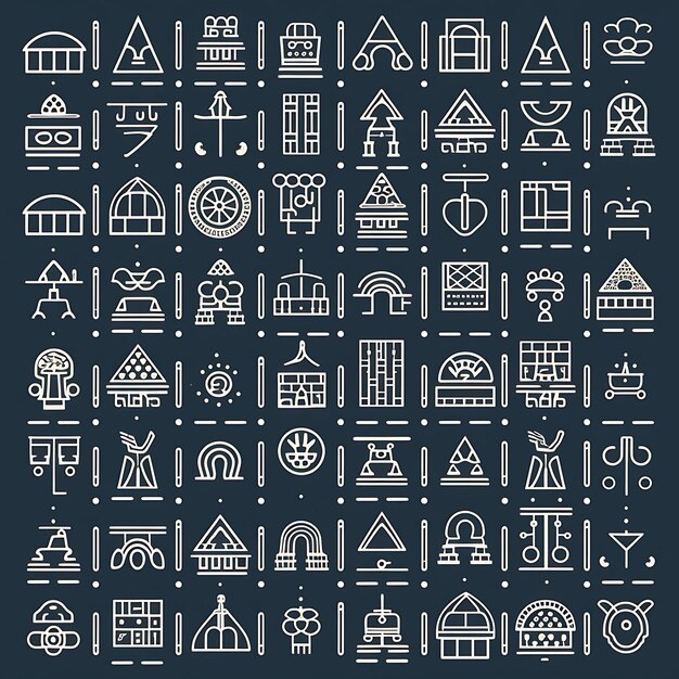 Ancient Glyphs in a Minimalist Vector Clean Monoline Art Style Adorn Your Home Creative Abstract