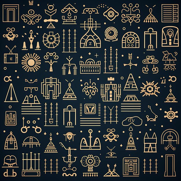 Ancient glyphs in a minimalist vector clean monoline art style adorn your home creative abstract